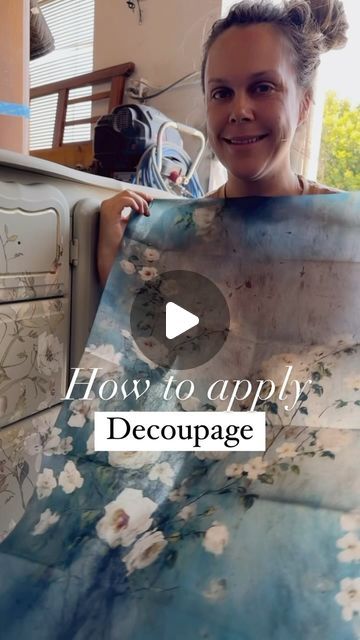 Decoupage Tissue Paper On Wood, How To Decoupage Laminate Furniture, How To Decoupage Furniture Tutorials, Items To Decoupage, How To Use Decoupage Paper, Decoupage Tissue Paper Furniture, Decoupage On Furniture, How To Decoupage On Wood, Decoupage Furniture Ideas Vintage