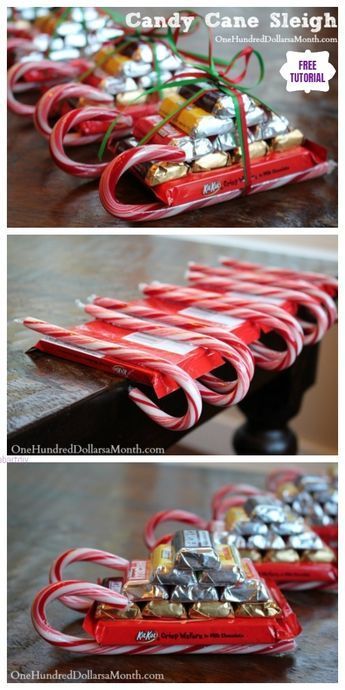 Candy Sleighs For Christmas, Candy Cane Sleighs, Candy Sleighs, Diy Candy Cane, Joululahjat Diy, Christmas Candy Crafts, Candy Sleigh, White Elephant Gift Exchange, Candy Cane Sleigh