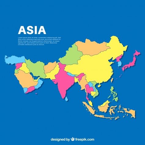 Map of asia in flat style Free Vector | Free Vector #Freepik #freevector #map #silhouette #location #flat Asian Maps, Pacific Map, Peta Asia, World Map Template, Map Of Asia, Maps Aesthetic, Landmark Poster, Asian Continent, Asia Continent