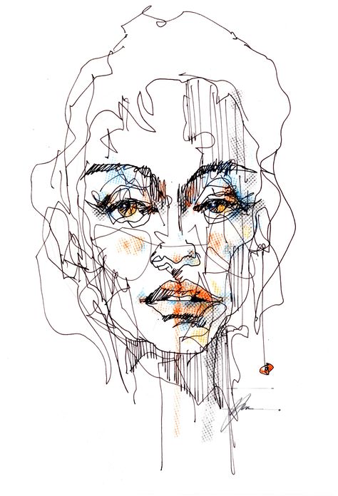 Expressive Portraits Drawing, Funky Portraits, Abstract Figure Art, Abstract Portrait Painting, Mannequin Art, Scribble Art, Portrait Sketches, Abstract Portrait, Urban Sketching