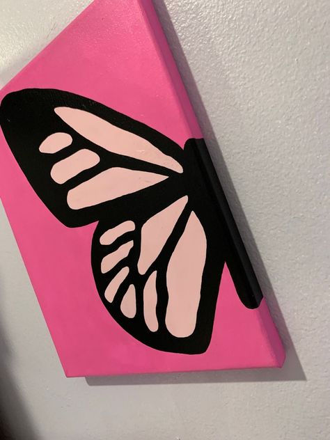 Mini Canvas Art Room Decor, 2 Canvas Paintings That Go Together Easy, Cute Drawings For Room Decor, Cute Paintings For Room Decor, Pink Butterfly Painting On Canvas, Easy Esthetics Paintings, Painting Ideas Easy Simple With Quote, Painting Ideas Tiny Canvas, Set Of Two Canvas Painting Ideas