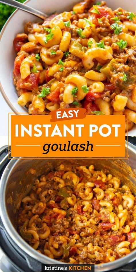 Pressure Cooker Goulash Recipe, Instant Pot Goulash, Easy Goulash Recipes, Goulash Recipe, Instant Pot Pasta Recipe, Goulash Recipes, Easy One Pot Meals, Best Instant Pot Recipe, Instant Pot Soup