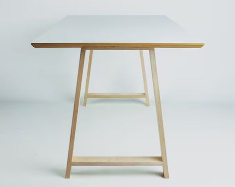 PlyZen - Etsy Plywood Dining Table, Desk Tops, Modern Bureau, Trestle Legs, Desk Legs, Desk Height, Uk Products, Birch Ply, Danish Oil