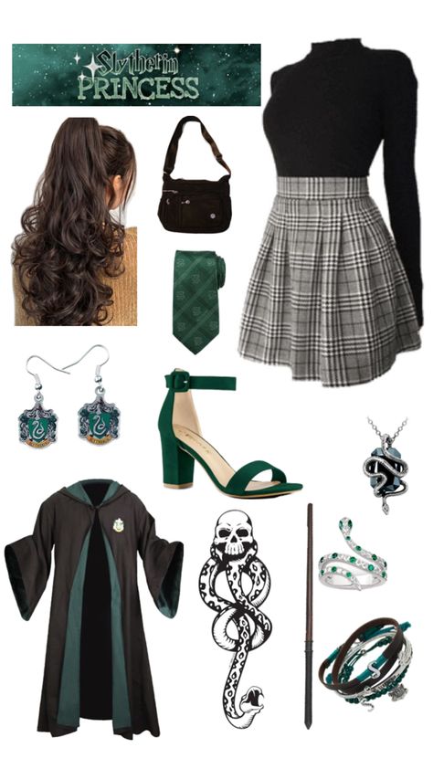 Harry Potter Inspired Outfits Slytherin, Harry Potter Slytherin Outfits, Harry Potter Inspired Outfits, Slytherin Princess, Slytherin Outfit, Princess Outfit, Movie Inspired Outfits, Harry Potter Outfits, Anime Inspired Outfits