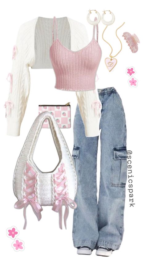 #ootd #casual #knitwear #coquette #fashion #scenicspark Girly Aesthetic Outfit, Punk Style Outfits, Coquette Fashion, Casual Knitwear, Outfit Inspo Casual, Clueless Outfits, Mode Chic, Ootd Casual, Simple Trendy Outfits