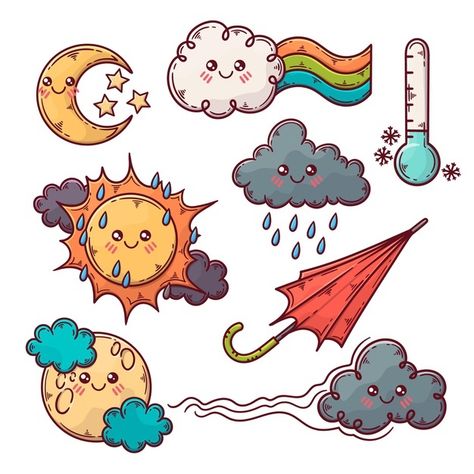 Rainbow With Clouds, Funny Happy Birthday Wishes, Creative Birthday Cards, Cloud Illustration, Bunny Tattoos, Doodle Books, Elements Illustration, Weather Icons, Rainbow Painting