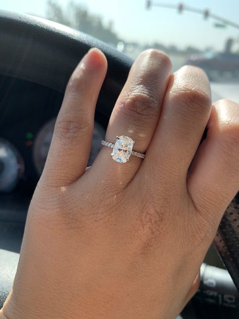 2.2 ct elongated cushion French pave Elongated Cushion Pave, Engagement Rings Elongated Cushion, Elongated Cushion Cut Engagement Ring, Gold Band Engagement Rings, Cushion Cut Wedding Rings, Raymond Lee, Most Beautiful Engagement Rings, Ring Upgrade, Wedding Ring Cushion