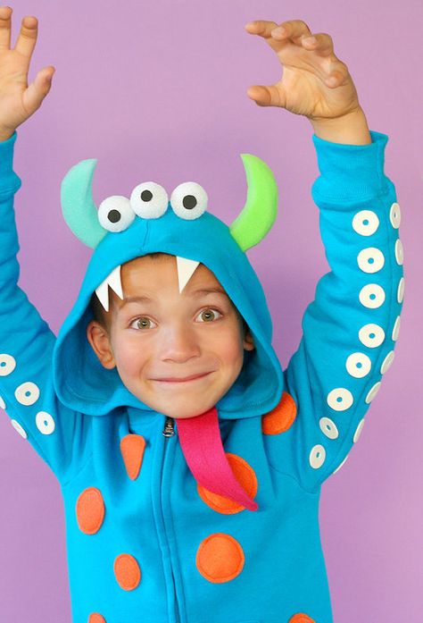 Halloween-Costume-Monster-Costume Best Toddler Halloween Costumes, Mommy Halloween, Monster Valentine, Hoodie Halloween Costumes, Diy Costumes Kids Boys, Kid Costume, Handmade Halloween Costumes, Monster Costume, Diy Monsters