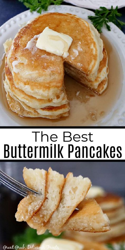 The Best Buttermilk Pancakes are fluffy and delicious, made from scratch, and make the best pancake recipe to enjoy on the weekends or for a delicious weekday breakfast. Recipes Buttermilk, Fluffy Buttermilk Pancake Recipe, Homemade Buttermilk Pancakes, Buttermilk Pancakes Recipe, Fluffy Buttermilk Pancakes, Buttermilk Pancakes Fluffy, Homemade Pancake Recipe, Best Pancake Recipe, Pancake Recipe Buttermilk