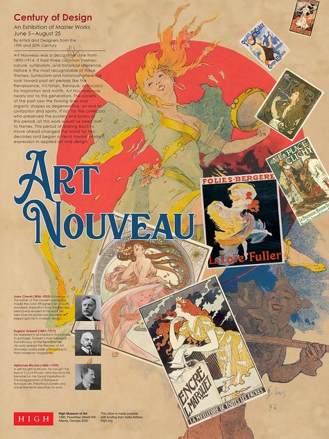 Literature Design Poster, Posters With Meaning, Poster With Information, Graphic Design Posters Business, Art School Poster Design, Art Nouveau Graphic Design Poster, History Of Art Notes, Vintage Museum Poster, Art Movement Poster