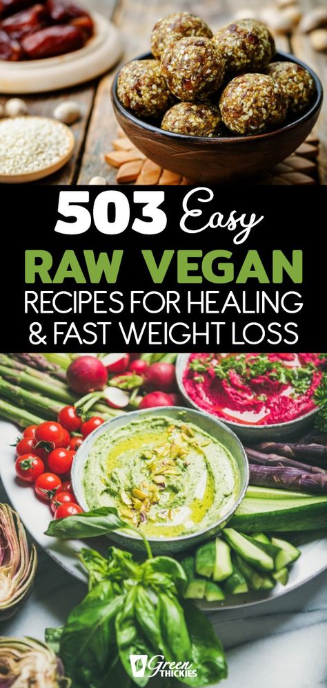 503 Easy Raw Vegan Recipes For Healing & Fast Weight Loss These raw vegan recipes are simple and quick to make, delicious and will speed your healing and help you shed excess weight fast.   Simple, For Beginners Meals, videos Raw Vegan Recipes Easy, Meals Videos, Chili Vegan, Raw Vegan Diet, Overnight Oat, Diner Recept, Keto Vegan, Raw Diet, Raw Food Diet