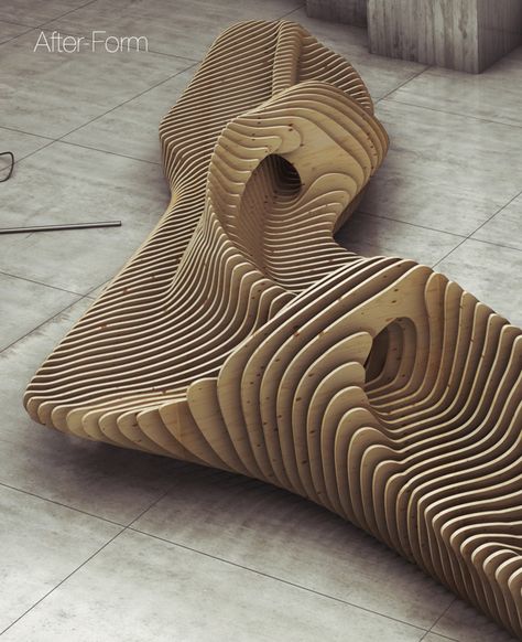 Parametric bench by Oleg Soroko, via Behance Parametric Bench, Drukarka 3d, Cnc Furniture, Parametric Architecture, Digital Fabrication, Parametric Design, Urban Furniture, Organic Architecture, Street Furniture