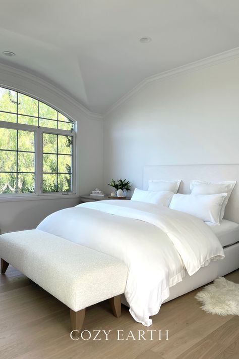 Our white sheet set and fluffy comforter is everything you need ( and more ) to freshen up your bedroom this spring. Follow that link to get your own pair TODAY! Bedroom Ideas Black Furniture, Luxury Black Bedroom, Earth Bedroom, Black Bedroom Decor Ideas, Black Luxury Bedroom, Loungewear Cozy, White Sheet Set, White Sheet, Redecorate Bedroom