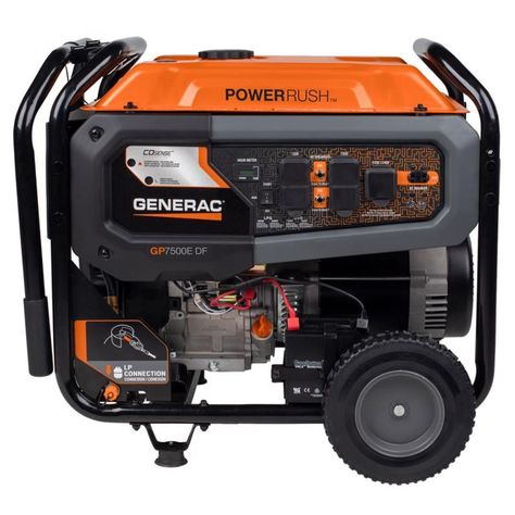 Generac 3014224 7500 W 250 V Gasoline or Propane Portable Generator - Black & Orange Propane Generator, Portable Inverter Generator, Dual Fuel Generator, Portable Generator, Restaurant Supplies, Pool Patio, Outdoor Events, Electrical Supplies, Pool Houses