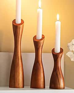 Wooden Taper Candle Holders, Candle Stick Holders Decor, Boho Candle Holders, Stick Candle Holder, Wood Pillar Candle Holders, Farmhouse Candle Holders, Wooden Candlestick Holders, Boho Candle, Wooden Candlestick