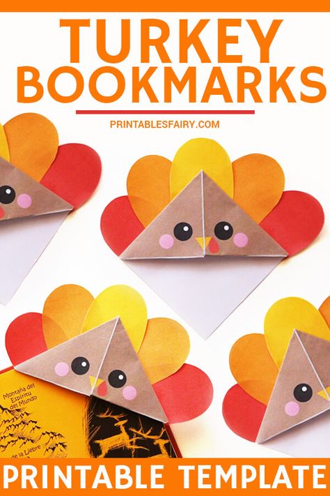 Paper Thanksgiving Crafts For Kids, Turkey Bookmark Craft, Easy Fall Paper Crafts, Printable Origami Templates, Thanksgiving Origami Easy, November Kid Crafts, Thanksgiving Origami For Kids, Fall Origami For Kids, Thankful Projects For Kids