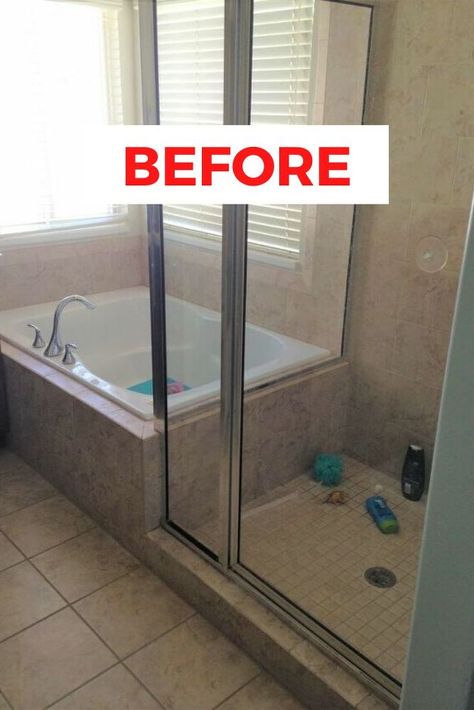 Check out this master bathroom renovation idea to turn an old builder grade bathroom into a luxurious spa like bathroom. Check out the before and after photos to see the final result. #diy #bathroom #makeover Small Bathroom Paint Ideas, Outdated Bathroom Makeover, Bathroom Paint Ideas, Builder Grade Bathroom, Budget Small Bathroom, Small Bathroom Decorating Ideas, Outdated Bathroom, Small Bathroom Decor Ideas, Small Bathroom Decorating