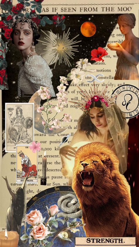 #myfirstshuffle #leo #zodiac #fire #tarot #strength #astrology #aesthetic #wallpaper #magic #art #sun #vibes #beauty #floral #greekmytholgy #greekgoddess #vintage Astrology Aesthetic Wallpaper, Tarot Strength, Sun Vibes, Leo Tarot, Astrology Aesthetic, Strength Tarot, The Sun Tarot Card, Leo Girl, Sun Aesthetic