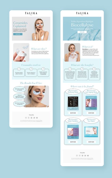 Email design for cosmetics brand on Behance Email Advertising Design, Email Ads Design, Beauty Newsletter Design, Cosmetics Email Design, Cosmetic Email Design, Skin Care Email Design, Editorial Email Design, Beauty Email Design, Skincare Email Design