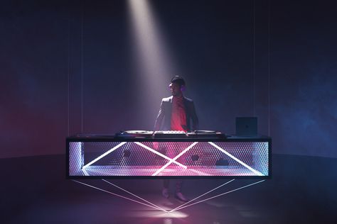 DJ RISER on Behance Bar Dj Booth Design, Dj Console Design Dj Booth, Dj Set Design, Dj Table Design, Dj Console Design, Dj Stage Design Dj Booth, Diy Dj Booth, Dj Booth Ideas, Dj Backdrop