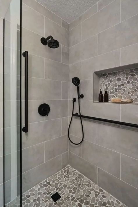 21 Best Shower Tile Combinations You Must Try - Drop By My Home Tub To Shower Remodel, Restroom Remodel, Full Bathroom Remodel, Master Shower, Bathroom Redesign, Bathroom Remodel Designs, Bathroom Remodel Shower, Master Bath Remodel, Bathroom Inspiration Decor