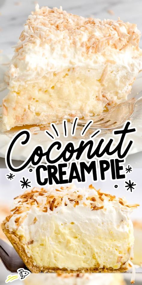 If you have ever craved a coconut cream pie, this delicious recipe is for you. This homemade dessert boasts a flaky pie crust, creamy custard filling, and fluffy whipped cream topping. Easy Coconut Cream Pie, Coconut Creme Pie, Coconut Cream Pie Easy, Best Coconut Cream Pie, Coconut Pie Recipe, Cream Pie Filling, Coconut Cream Pie Recipes, Homemade Pie Crust Recipe, Coconut Desserts