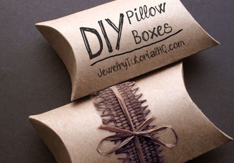 Make Your Own Pillow Boxes - Handmade Packaging How-to (video tutorial + free printable) - Jewelry Tutorial Headquarters Jewelry Packaging Diy, Make Your Own Pillow, Box Templates, Pillow Boxes, Jewerly Boxes, Packaging Diy, Boxes Packaging, Packaging Ideas Business, Handmade Packaging