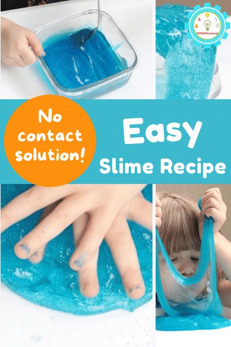 Easy Slime Recipe without Contact Solution (safe for kids!) Slime Recipe Without Contact Solution, Slime Recipe Clear Glue, Slime Without Contact Solution, Slime Recipe Cornstarch, Slime Recipe Clear, Best Slime Recipe, Safe Slime Recipe, Slime With Contact Solution, Borax Slime Recipe