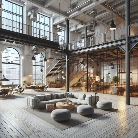 Interior Design Open Concept, Warehouse Interior Design, Industrial Warehouse Design, Modern Warehouse Design, Modern Industrial Interior Design, Modern Industrial House, Loft Apartment Industrial, Warehouse Renovation, Steampunk Creations