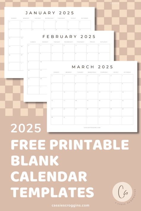 Get organized and plan out 2025 with these free printable blank 2025 calendar templates! Print all 12 months or each month individually! Like our most popular free 2023 calendar printables and 2024 calendars, were all set to plan ahead for 2025! These are the best calendars with a modern design! It's time to set some goals! January 2025, February 2025, March 2025, April 2025, May 2025, June 2025, July 2025, August 2025, September 2025, October 2025, November 2025, December 2025 #cassiescroggins 2025 Calander Printable, Monthly Template Free Printable, Monthly Planner Printables Free Pdf, 2025 Monthly Calendar, Calendar 2025 Template, 2025 Calendar Printable, Monthly Calendar 2025, Printable 2025 Calendar Free, Printable 2025 Calendar