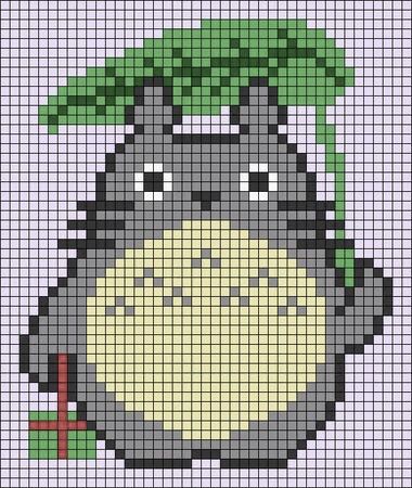 Totoro Pattern, Modele Pixel Art, Graph Crochet, Easy Pixel Art, Perler Art, Pixel Crochet, Pix Art, Tapestry Crochet Patterns, Pola Kristik