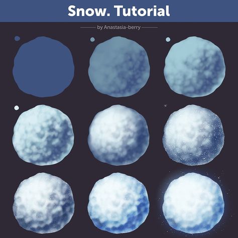 Snow. Tutorial | Patreon Snow Tutorial, How To Draw Snow, Anime Snow, Snow Outside, Snow Texture, Snowflakes Drawing, Frozen Fan Art, Concept Art Tutorial, Procreate Ipad Art