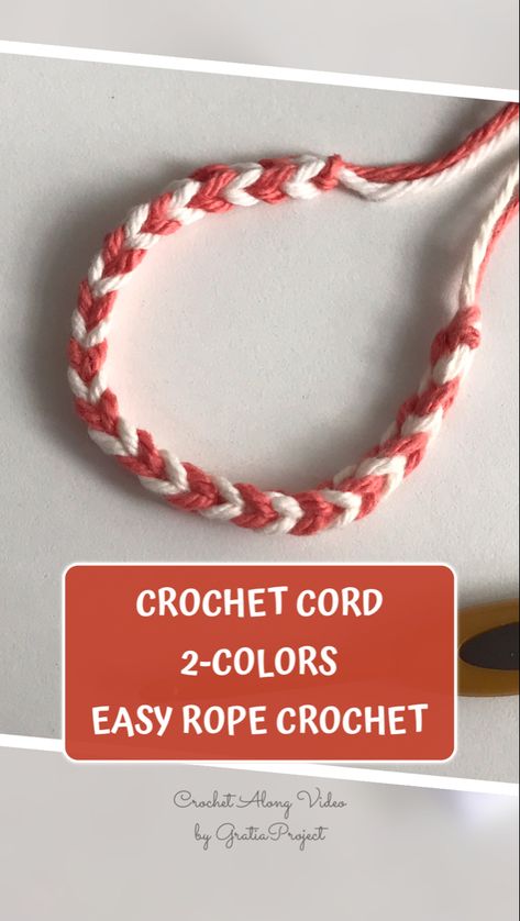 Crochet I Cord Projects, Crochet Two Color Cord, Crochet Rope Cords Free Pattern, Crochet Rope Pattern, Crochet Lanyard Pattern Free Easy, Crochet Rope Cords, Crochet Cords Free Pattern, I Cord Crochet, Crochet Wristlet