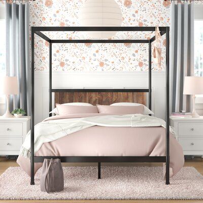 Tall Platform Bed, Queen Canopy Bed, Horse Room, Metal Canopy Bed, Canopy Frame, Steel Canopy, Spring Mattress, Metal Canopy, Wood Headboard