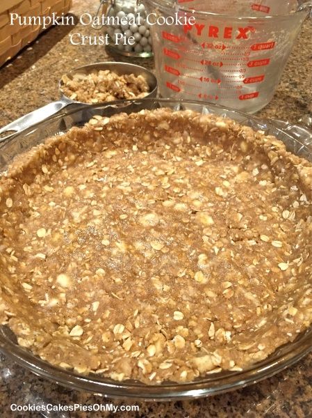 Pumpkin Pie With Cookie Crust, Cookie Crust Pie, Oatmeal Pie Crust, Oatmeal Cookie Crust, Cookie Dough Crust, Oatmeal Crust, Oatmeal Pie, Almond Pie, Pumpkin Pie Oatmeal