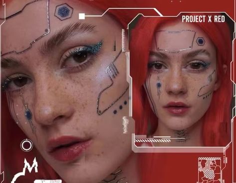 Cyberpunk Face Tattoo Stickers Mechanical Hot Silver Fusion Technology Face Creative Tattoo Sticker - Etsy Cyberpunk Face, Geometric Makeup, Robot Makeup, Cyberpunk Makeup, Sticker Face, Creative Tattoo, Creative Makeup Looks, Face Stickers, Face Tattoo