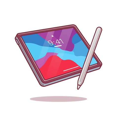 Tablet and stylus pencil cartoon vector ... | Free Vector #Freepik #freevector #hand #computer #phone #character Drawing On Ipad, Ipad Illustration, Electronics Illustration, Tablet Drawing, Ipad Drawing, Gacha Props, Space Text, Paper Duck, Illustration Story