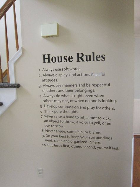 Great Wall decor!! Rules Of House, Household Rules Families, House Rules For Couples, 8 8 8 Rule, Christian Family Rules, Family House Rules, Rules Of The House, Family Expectations, Duggar Girls