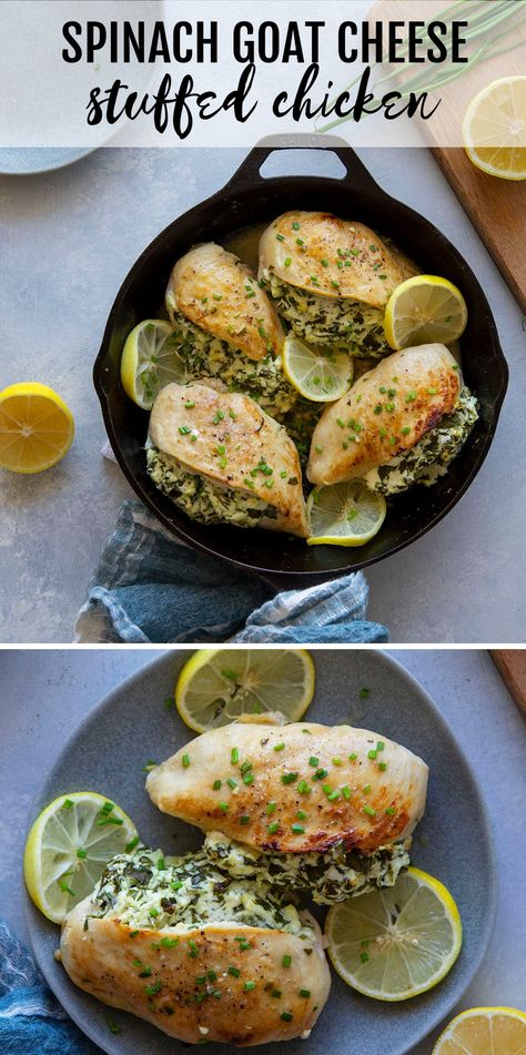 Grilled Chicken Goat Cheese Recipes, Chicken Stuffed With Goat Cheese, Chicken Spinach Goat Cheese Recipes, Goat Cheese Spinach Chicken, Spinach And Cheese Chicken, Goat Cheese And Spinach Stuffed Chicken, High Protein Goat Cheese Recipes, Pesto Goat Cheese Chicken, Goat Cheese And Chicken Recipes