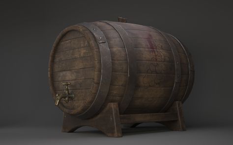 ArtStation - props wine barrel, Antonina Korkodola Bar Props, Living Room Inspiration Board, 3d Simulation, Wine Cask, Oil Barrel, Props Concept, 3d Props, Blacksmith Projects, Texture Drawing