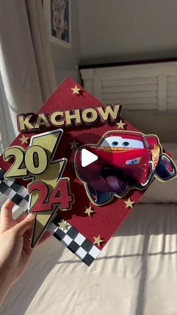 BOOKING FOR JUNE ONLY on Instagram: "KACHOWWWWWWW ❤️‍🔥⚡️ lightning mcqueen cap topper Who else loves cars?😍 This is one of the only NONFLORAL cap toppers i took an order for this year because i just couldn’t say no! 🥹🫶🏼     #crafter #handmade #cricutmade #cricutmaker #maker #cricutdesignspace #cricutcrafts #cricut #cardstock #hechoconamor #smallbusiness #smallbusinesscheck #shopsmall #supportlocal #hotglue #captopper #customcaptopper #classof2024 #gradcaptopper #cars #lightningmcqueen" Graduation Cap Designs Lightning Mcqueen, Monster Truck Graduation Cap, Lightning Mcqueen Grad Cap, Car Themed Graduation Cap, Lighting Mcqueen Graduation Cap, Mater Hat, Car Graduation Cap, Cars Graduation Cap, Lightning Mcqueen Graduation Cap