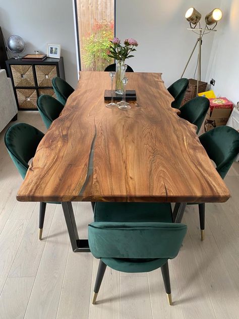 Cypress Dining Room Table, Steel Leg Dining Table, Dining Room Ideas Wooden Table, Live Edge Dining Room Table And Chairs, Mango Wood Table Dining, Live Wood Table Dining Rooms, Elm Live Edge Table, Dining Room Design Wood Table, Natural Dinning Room