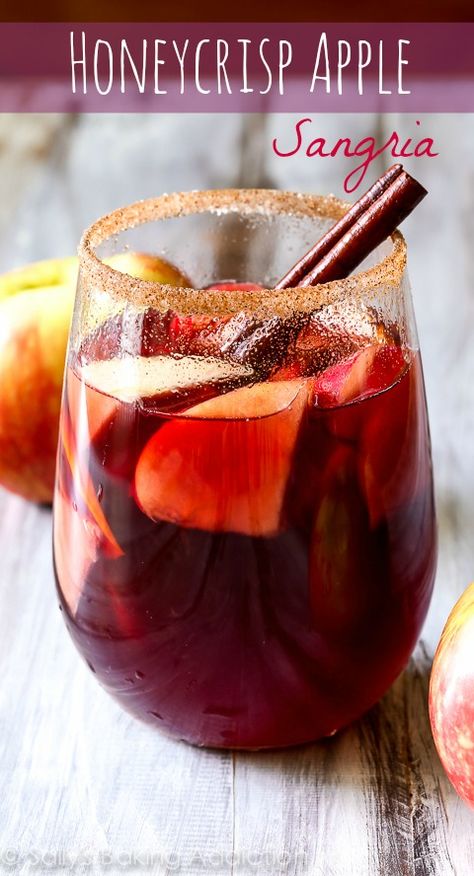 Bet you've never thought to add cinnamon sticks and apple cider to your sangria before. Pin it.   - CountryLiving.com Apple Sangria Recipes, Apple Sangria, Honeycrisp Apple, Sangria Recipe, Honeycrisp Apples, Sangria Recipes, Thanksgiving Menu, Delicious Cocktails, Autumn Flavors