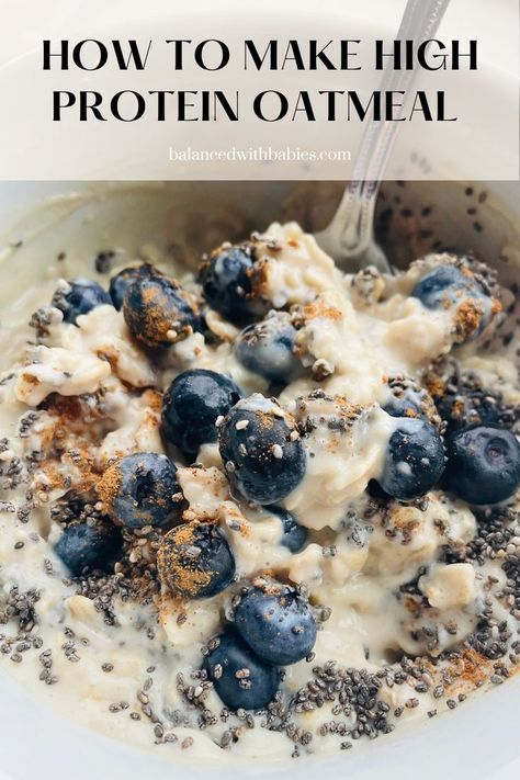 how to make high protein oatmeal High Protein Oats, Healthy Oats Breakfast, Blueberry Oatmeal Recipes, Quick Oat Recipes, Protein Blueberry, Blueberry Recipes Breakfast, Vegetarian High Protein, Overnight Oats Recipe Easy, Post Workout Meal