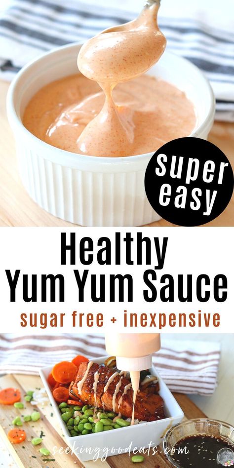 Healthy Yum Yum Sauce, Steakhouse Chicken, Healthy Sauce For Chicken, Homemade Yum Yum Sauce, Healthy Sauce Recipes, Low Calorie Sauces, Dipping Sauces For Chicken, Yum Sauce, Japanese Steakhouse