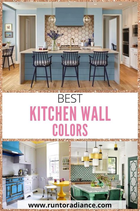 Farmhouse Kitchen Paint Colors Wall, Best Accent Wall Colors Kitchen, Cool Kitchen Colors, Kitchen Wall Colors 2023, Wall Color For Kitchen With Dark Cabinet, Kitchen Color Walls, Pu Paint Kitchen Cabinets, Blue Paint Kitchen Walls, Kitchen Wall Paint Colors 2023