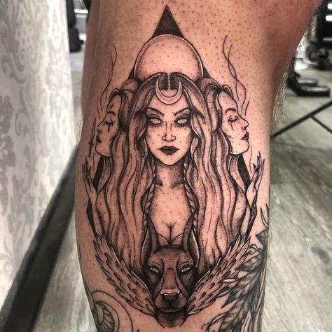 Simple Hecate Tattoo, Hecate Goddess Tattoo Simple, Maid Mother Crone Tattoo, Hecate Tattoo Ideas, Hekate Tattoo Triple Goddess, Hecate Tattoo Design, Maiden Mother Crone Tattoo, Hecate Goddess Tattoo Design, Hecate Goddess Tattoo