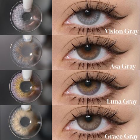 🔍 Looking for the perfect lens for your small pupils? 🙋‍♀️✨ Say goodbye to discomfort and limited vision with our exclusive four gray rimless ring lenses.⁠ ---- #visiongray⁠ #asagray⁠ #lunagray⁠ #gracegray⁠ #just4kira #makeup #beauty #ColoredContacts #lenses #fyp #graylcontacts #reviews #eyewear Eye Lenses Color, Maquillaje Douyin, Korean Contact Lenses, Gray Makeup, Romantic Perfume, Eye Lens Colour, Eye Color Chart, Best Colored Contacts, Colored Eye Contacts