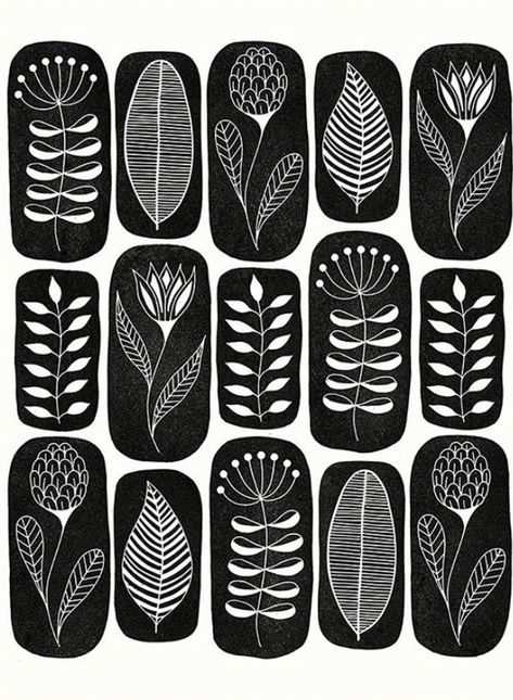 Botanical Tiles, Modele Zentangle, Decorations For Table, Linocut Printmaking, Lino Art, Lino Printing, Lino Prints, Linocut Art, Easter Decorations Ideas