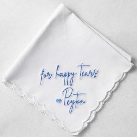 For Happy Tears Custom Embroidered Wedding Handkerchiefs for Bride or Mother of the Bride Day Of Groom Gift From Bride, Mother Of Bride Handkerchief, Gift For Bride Who Lost Mother, Gift To Mother Of The Bride, Maid Of Honor Gift To Bride Wedding Day, Bridesmaid Embroidery Gifts, Cool Wedding Gifts For The Couple, Mother Of The Bride Wedding Gift, Gift For Bride On Wedding Day